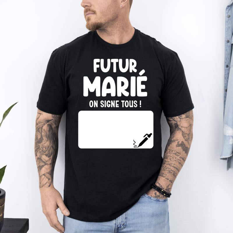 T shirt futur marie on signe tous noir
