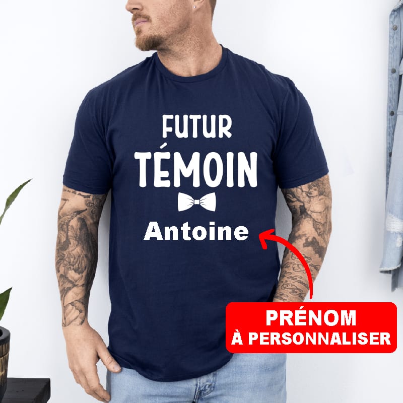 T-shirt futur témoin mariage personnalisé prénom