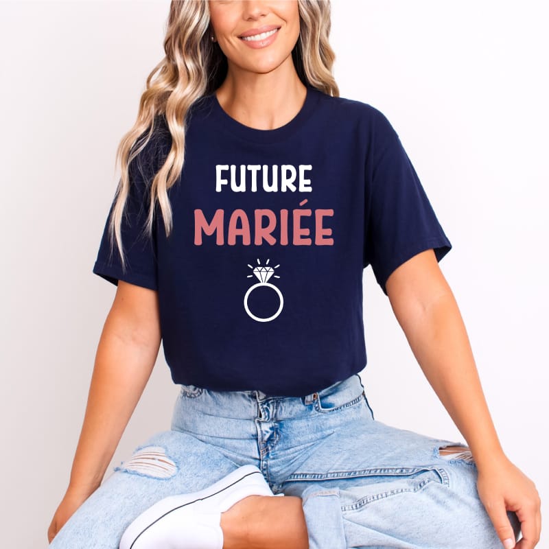 T shirt future mariee bague bleu marine
