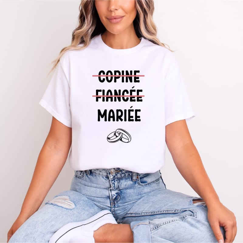 T shirt future mariee fiancee copine blanc