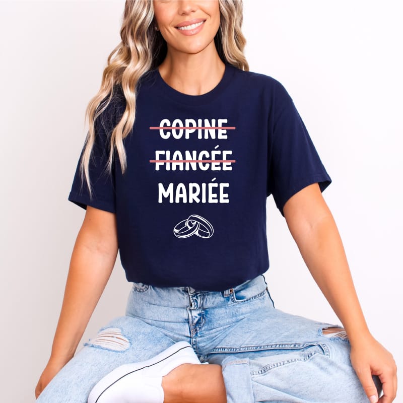 T shirt future mariee fiancee copine bleu marine
