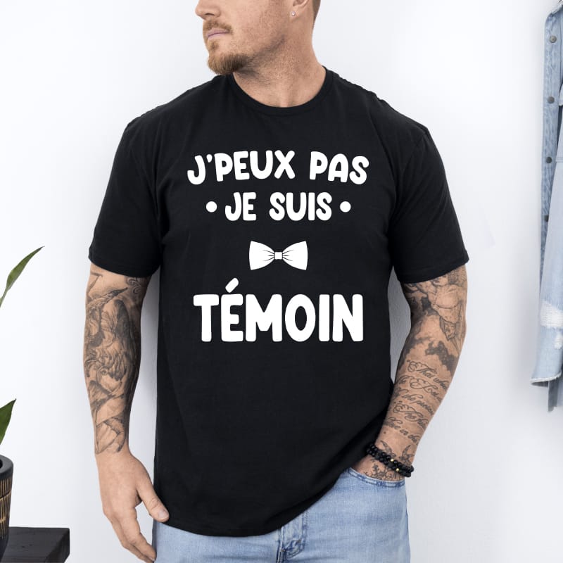T shirt je peux pas je suis temoin noir