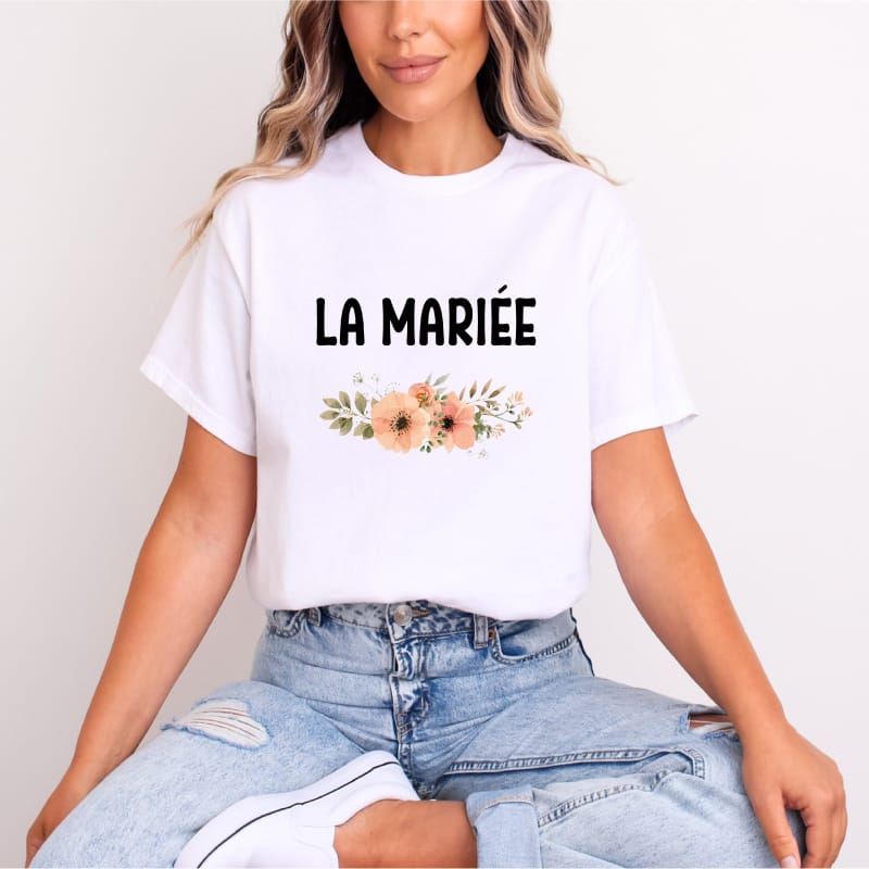 T shirt la marieee fleurs blanc