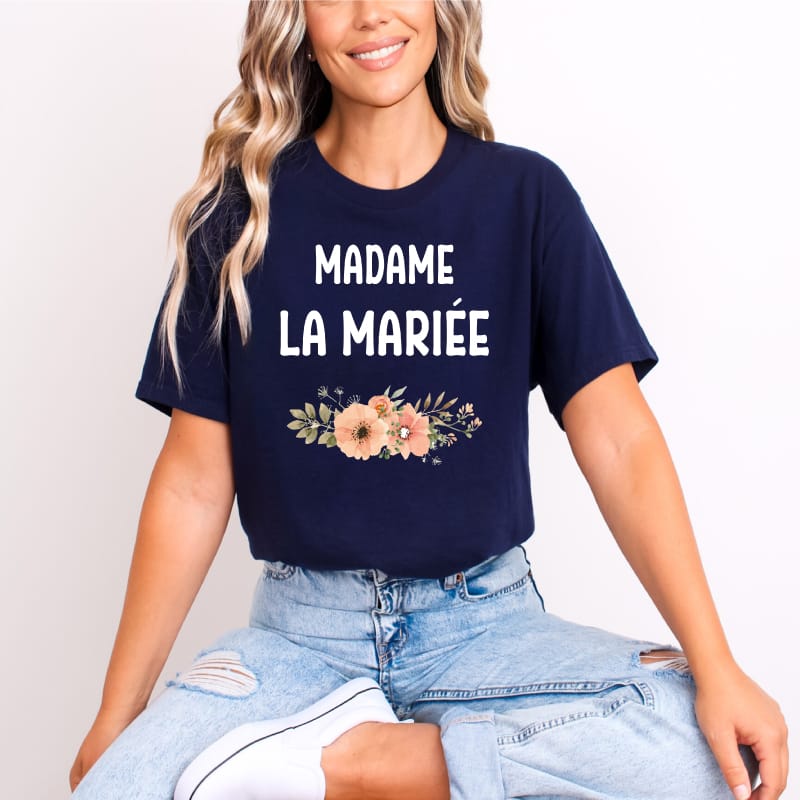 T shirt madame la mariee bleu marine
