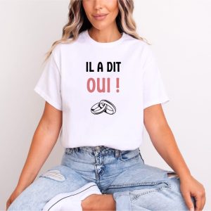 T shirt mariee il a dit oui blanc