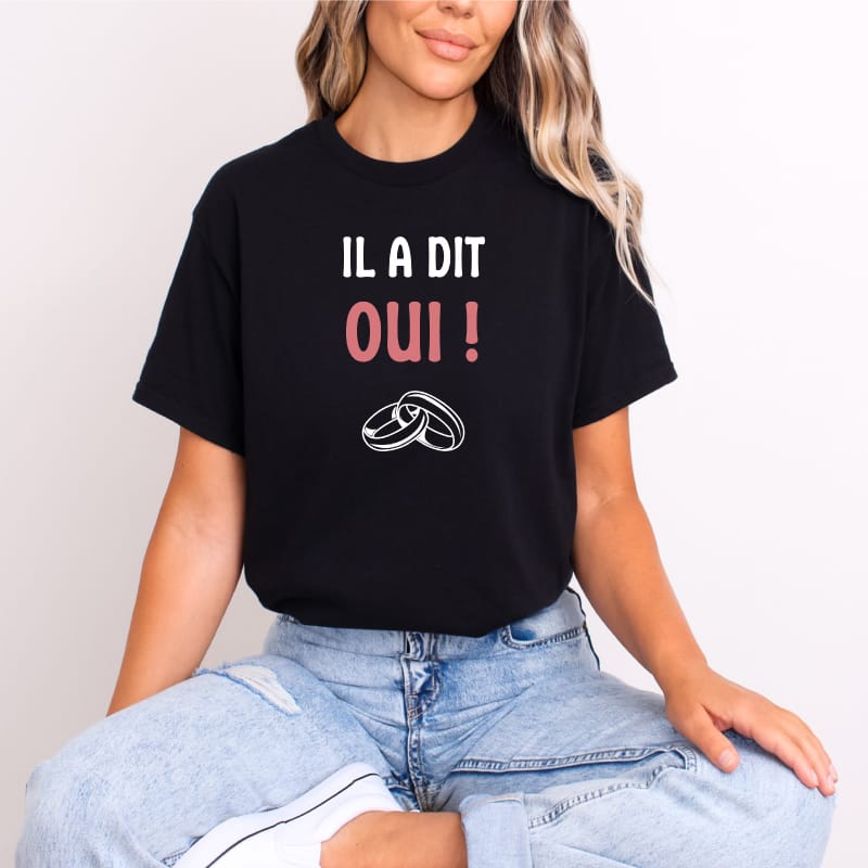 T shirt mariee il a dit oui noir