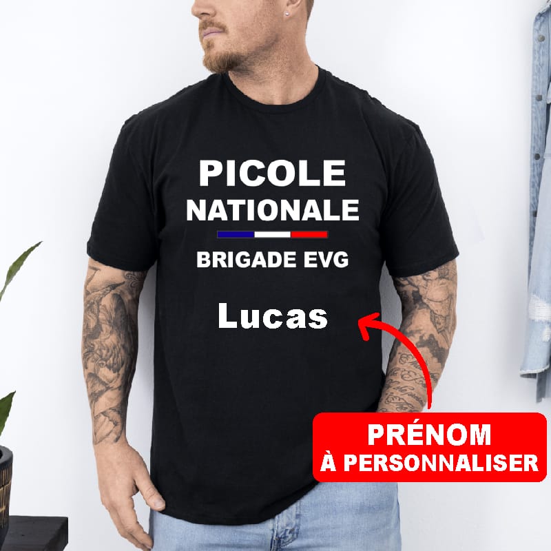 T-shirt picole nationale brigade evg personnalisé prénom