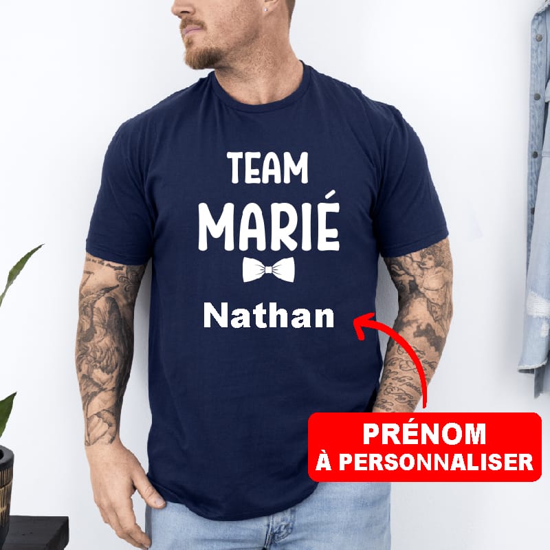 T-shirt team marié personnalisé prénom