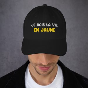 Casquette je bois la vie en jaune