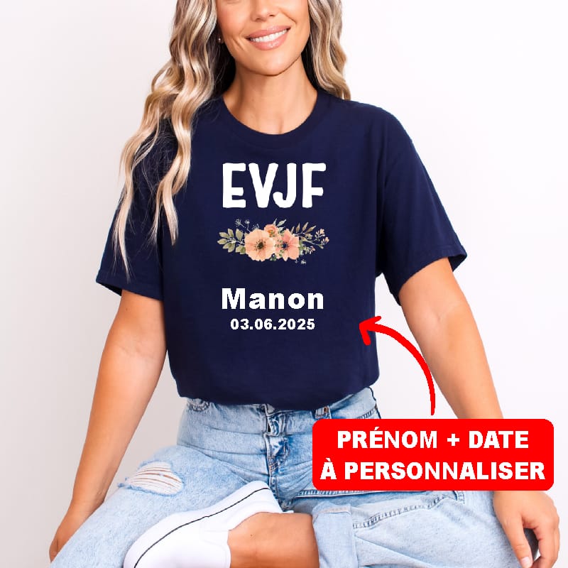 T-shirt evjf personnalisé prénom date – Image 3