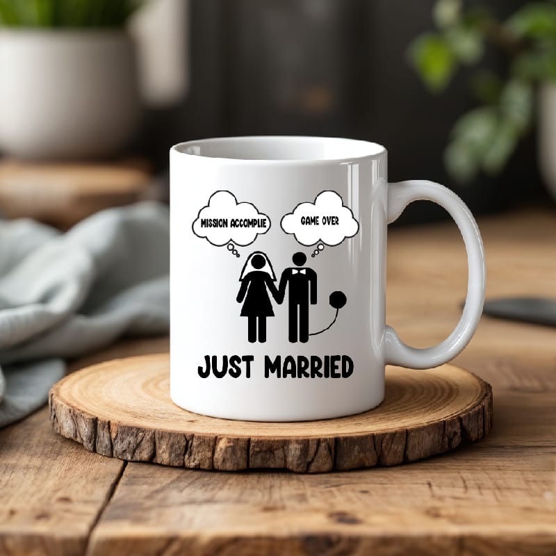 Mug just married game drôle humour