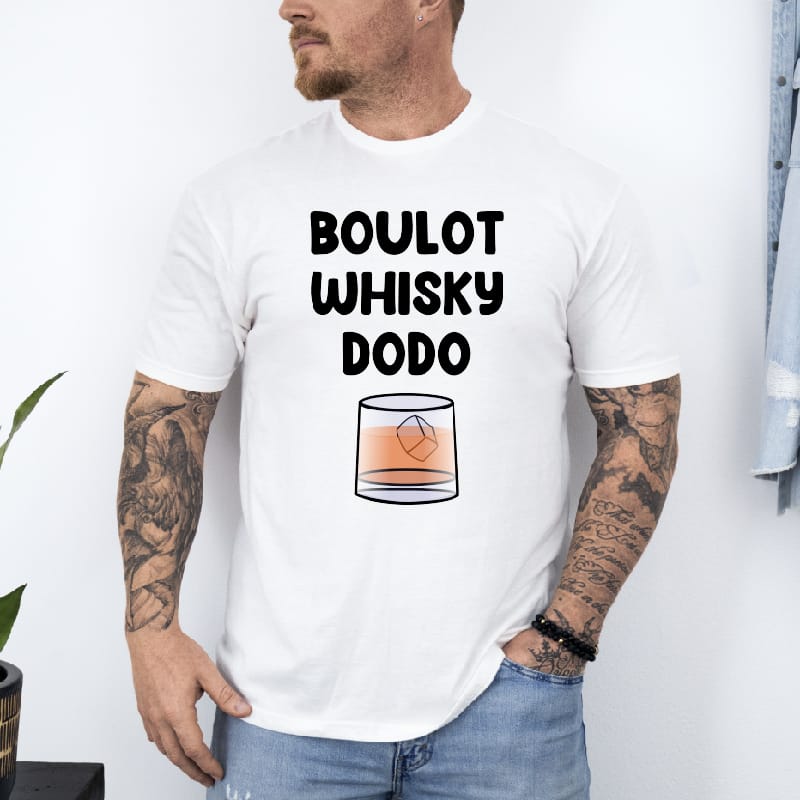 T shirt Boulot Whisky Dodo blanc