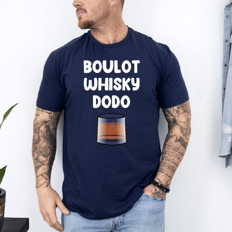 T shirt Boulot Whisky Dodo bleu marine T shirt Boulot Whisky Dodo bleu marine