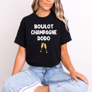 T shirt Boulot champagne Dodo femme noir