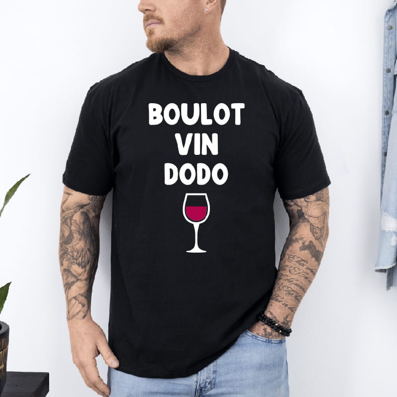T shirt Boulot vin Dodo noir