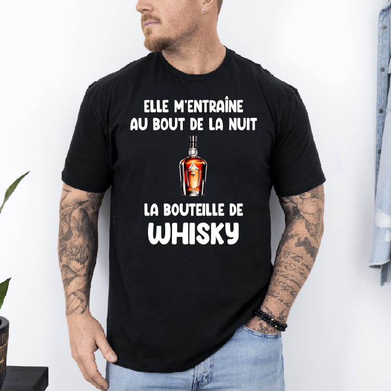 T shirt Bouteille whisky au bout de la nuit noir