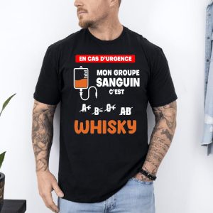 T shirt Mon groupe sanguin Whisky noir