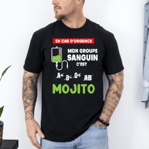 T shirt Mon groupe sanguin mojito noir