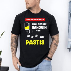 T shirt Mon groupe sanguin pastis noir