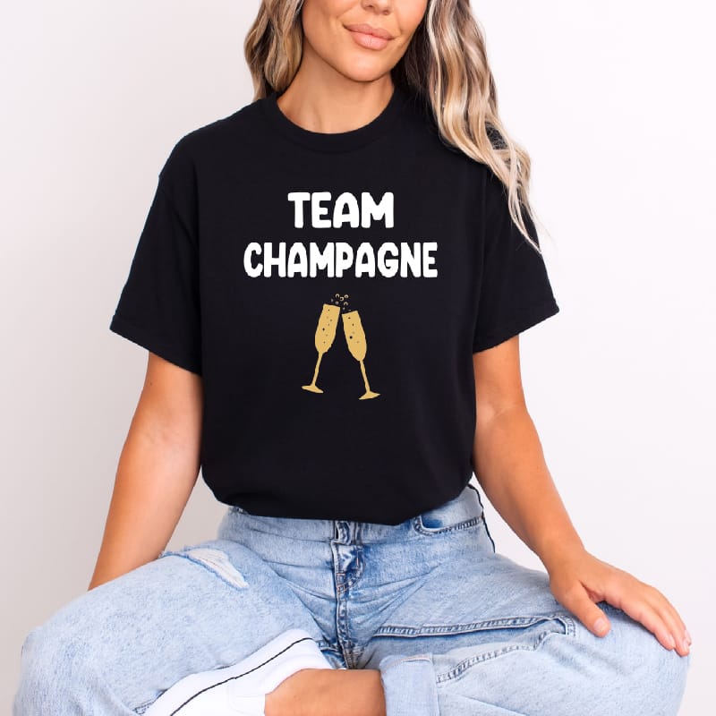 T shirt Team champagne femme noir