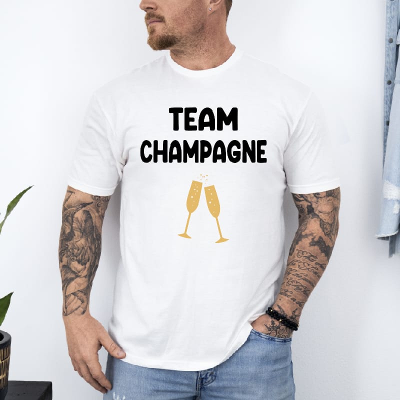 T shirt Team champagne homme blanc