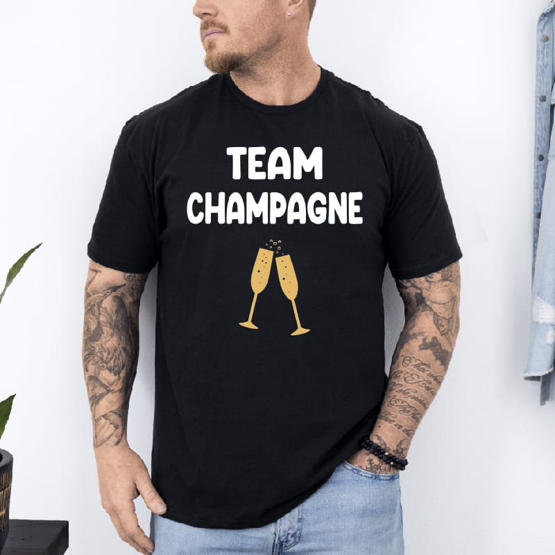 T shirt Team champagne homme noir