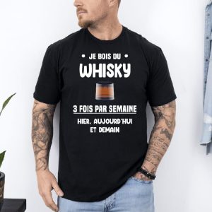 T shirt Whisky 3 fois par semaine noir