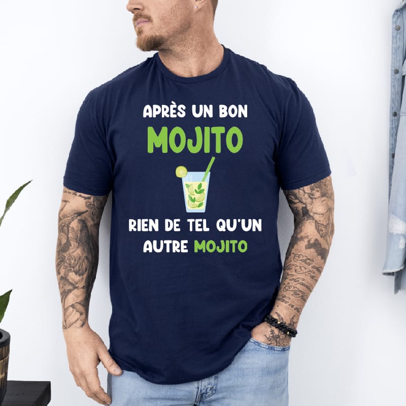 T shirt après un bon mojito un autre mojito bleu marine T shirt après un bon mojito un autre mojito bleu marine