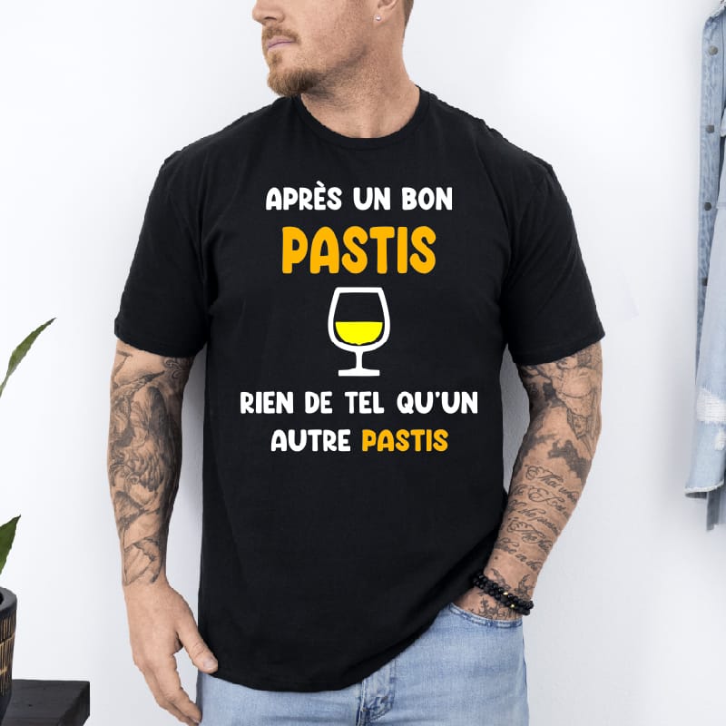 T shirt après un bon pastis un autre pastis noir