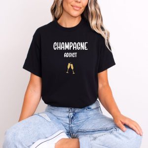 T shirt champagne addict femme noir