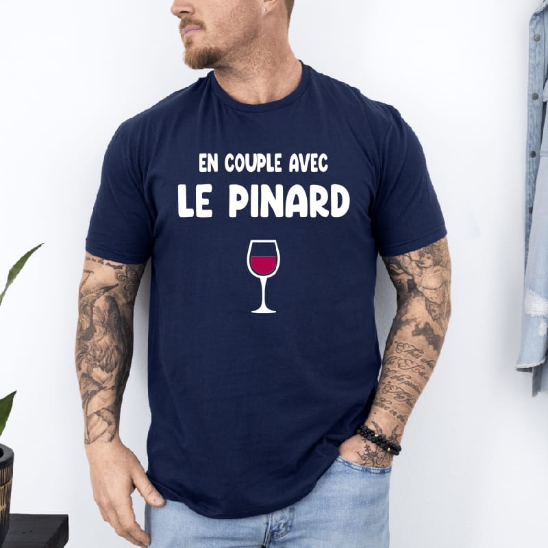 T shirt en couple avec le pinard bleu marine