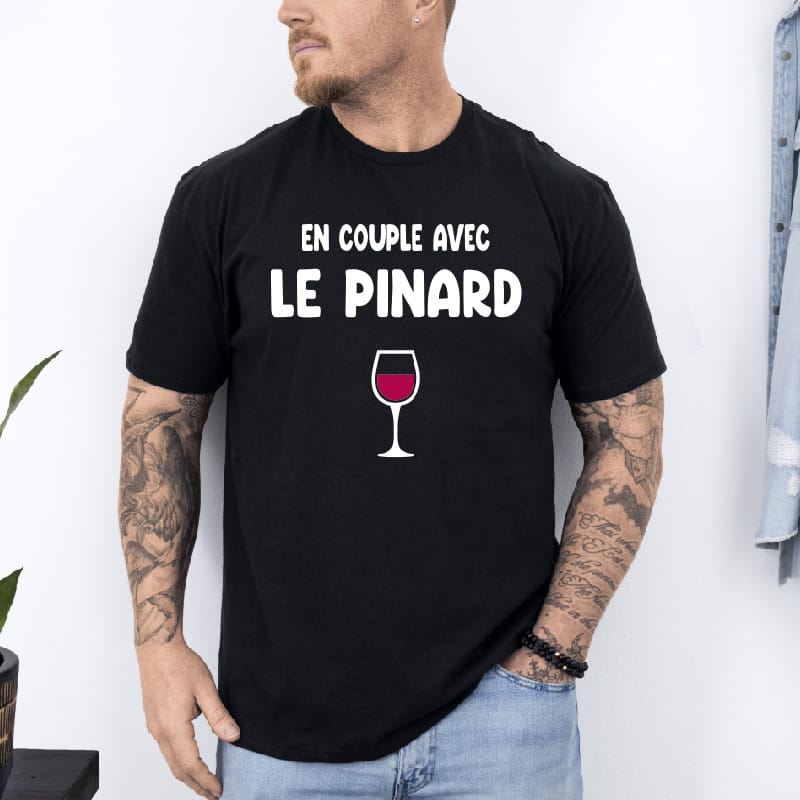 T shirt en couple avec le pinard noir