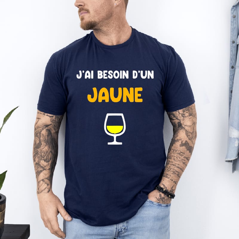 T shirt j'ai besoin d'un jaune bleu marine