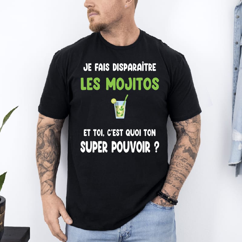 T shirt je fais disparaître les mojitos noir