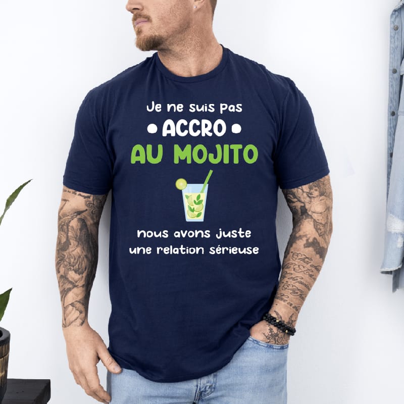 T shirt je ne suis pas accro au mojito bleu marine T shirt je ne suis pas accro au mojito bleu marine