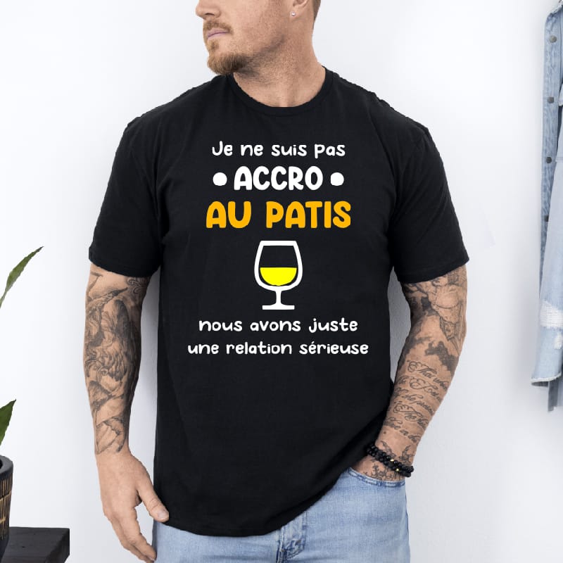 T shirt je ne suis pas accro au pastis noir