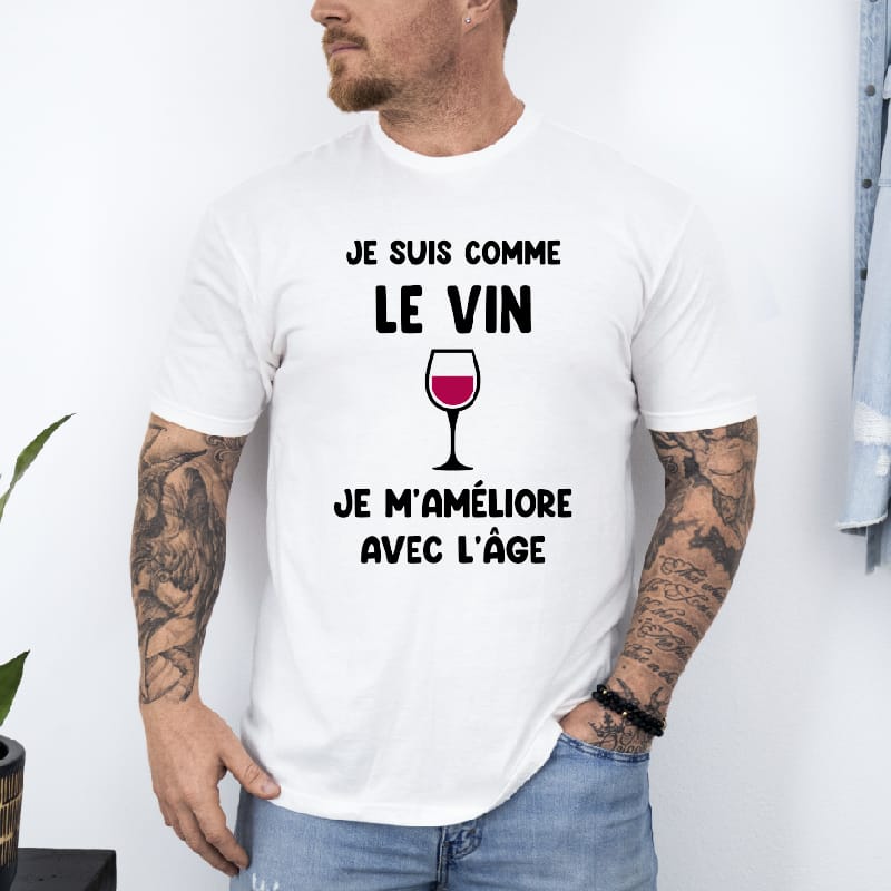 T shirt je ne vieillis pas vin blanc