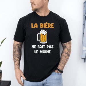 T shirt la bière ne fait pas le moine noir