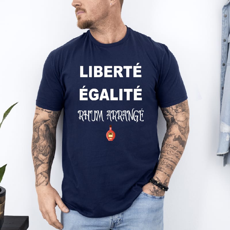 T shirt liberté égalité rhum arrangé bleu marine T shirt liberté égalité rhum arrangé bleu marine