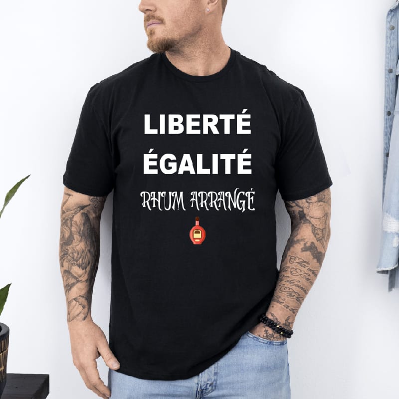 T shirt liberté égalité rhum arrangé noir