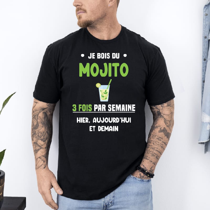 T shirt mojito 3 fois par semaine noir