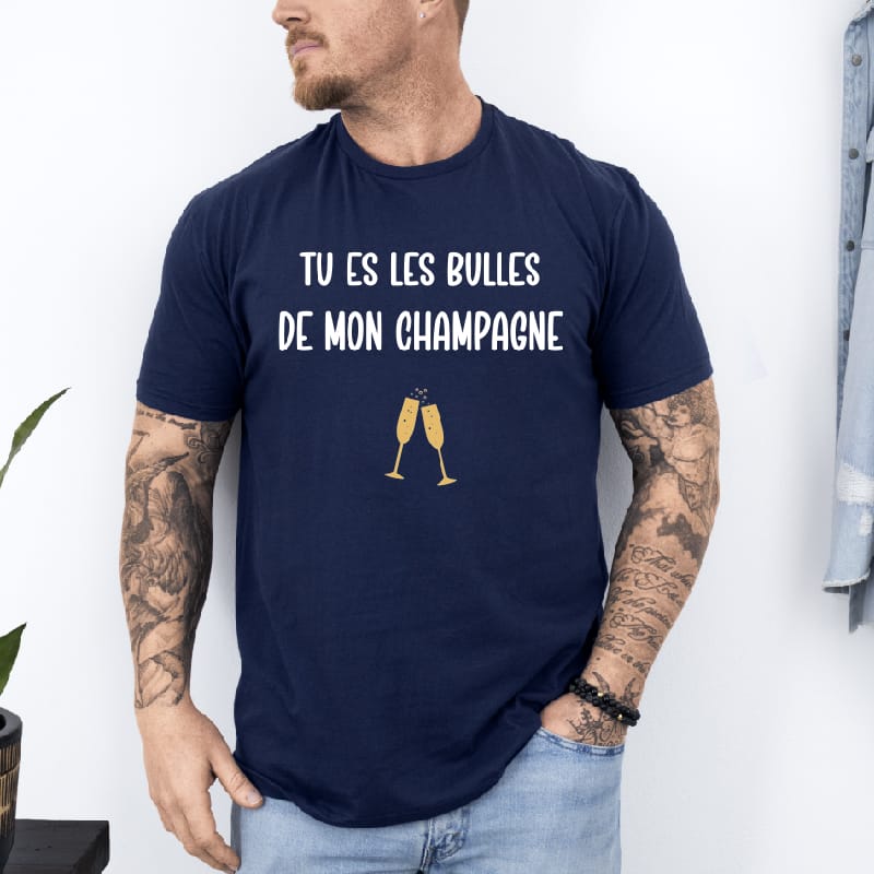 T shirt tu es les bulles de mon champagne homme bleu marine