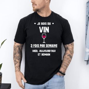 T shirt vin 3 fois par semaine noir