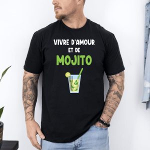 T shirt vivre d'amour et de mojito noir