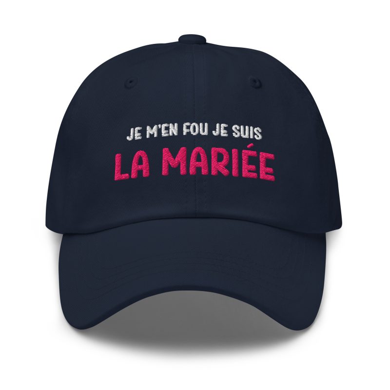 Casquette je m’en fou je suis la mariée bleu marine Casquette je m'en fou je suis la mariée bleu marine