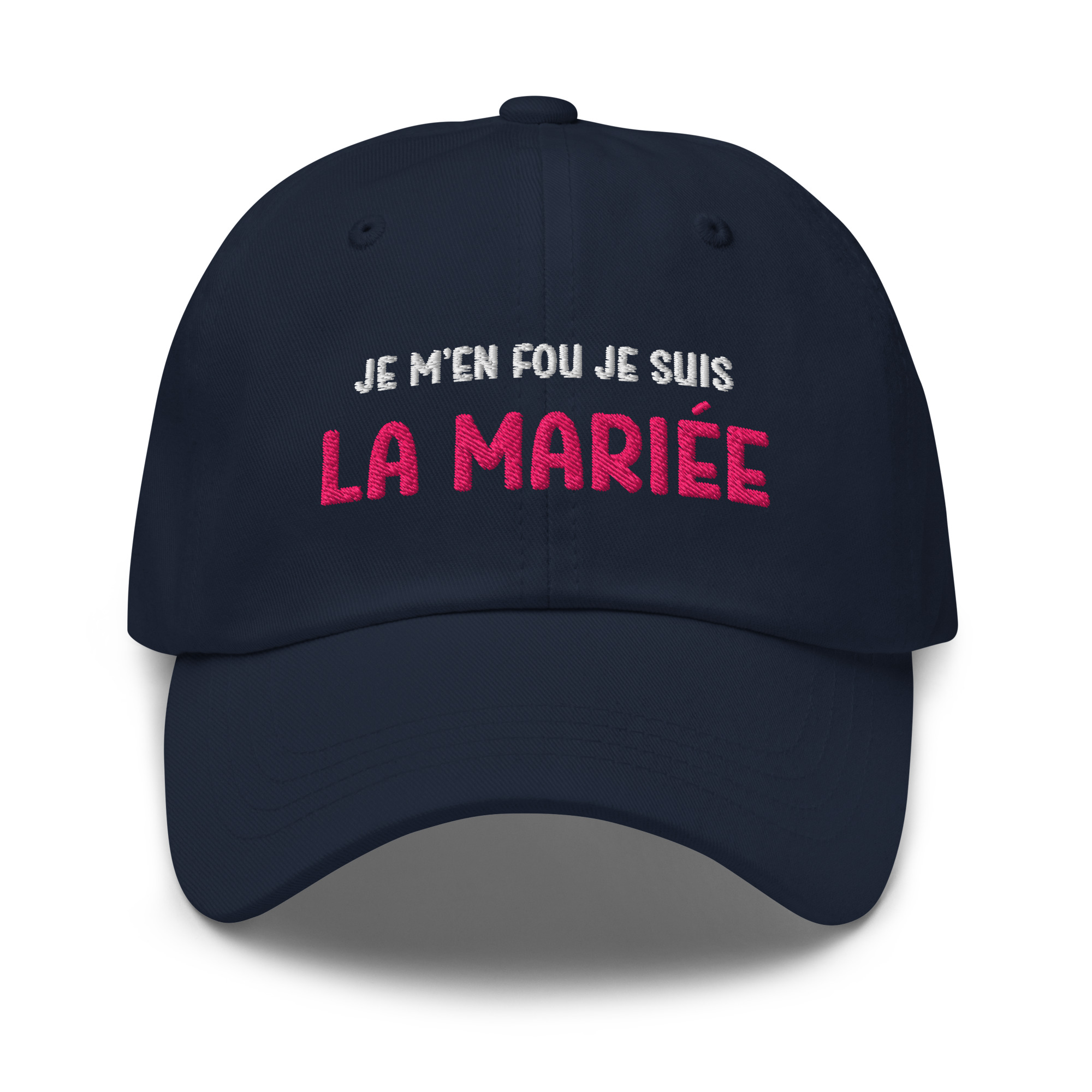 Casquette je m'en fou je suis la mariée bleu marine