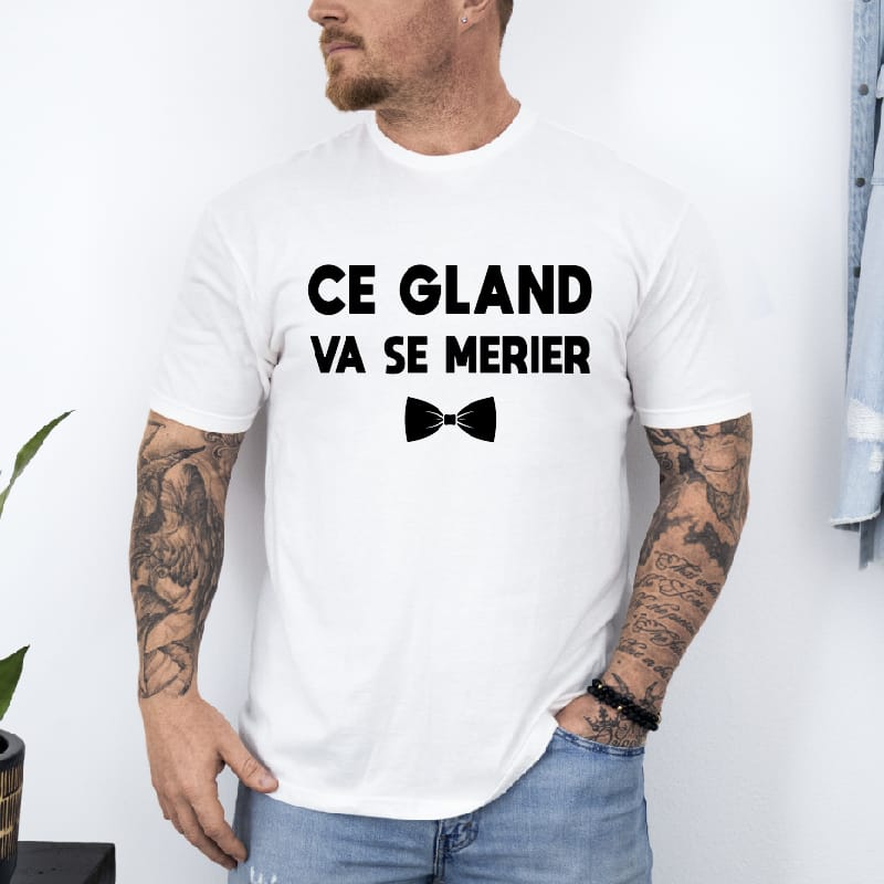 t shirt ce gland va se marier blanc