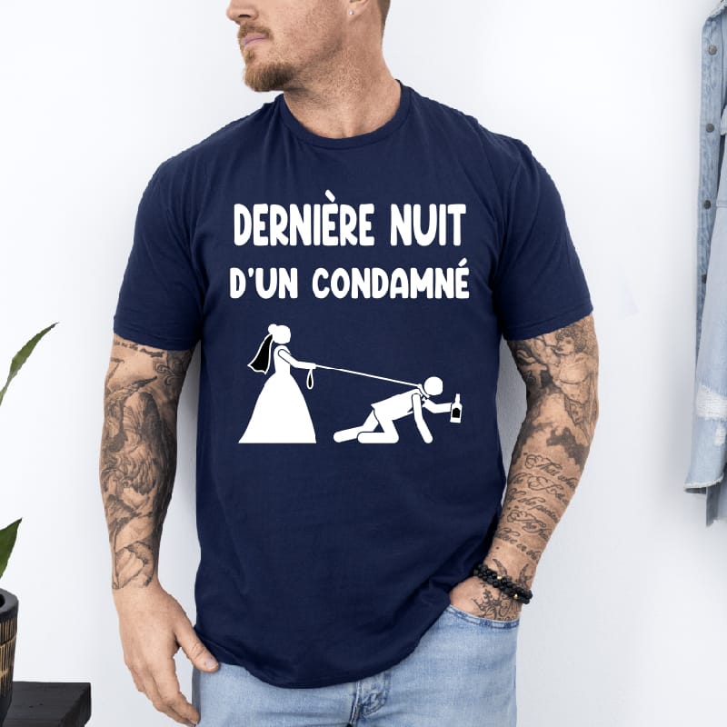 t shirt dernière nuit d'un condamné bleu marine