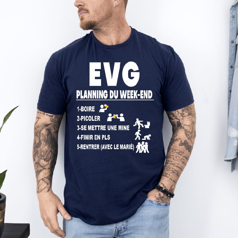 t shirt evg planning week end bleu marine
