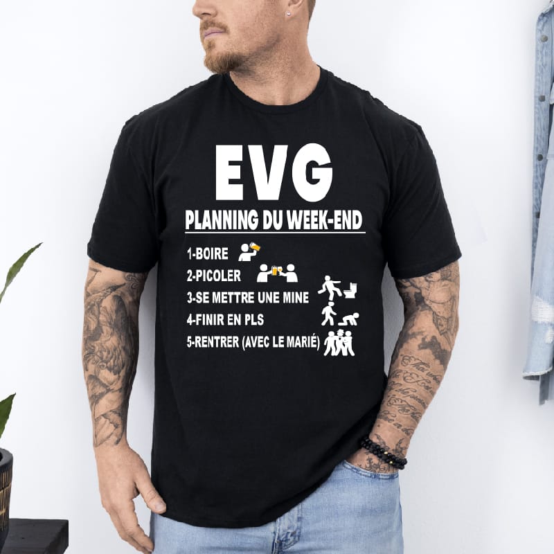 t shirt evg planning week end noir